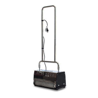 Black handheld vacuum cleaner on a white background