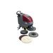 E20 sport push floor scrubber behind 4 different circular attachment pads that fit the floor scrubber. 