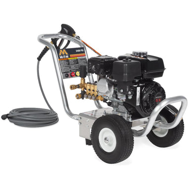 Pressure washer with hose on a white background