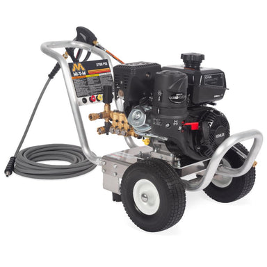Pressure washer with hose on a white background