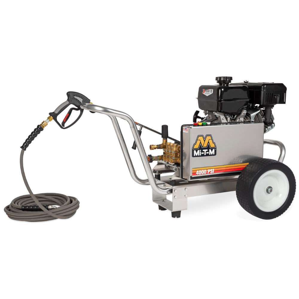 Mi-T-M-CBA-4004-1MAM Pressure washer with hose on a white background