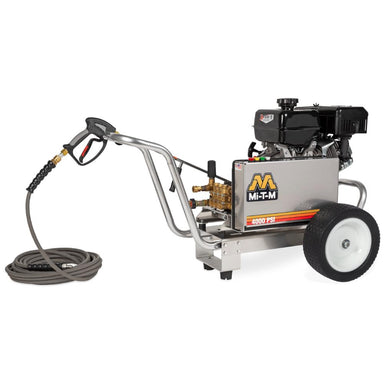 Pressure washer with hose on a white background
