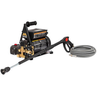 High-pressure washer with hose on a white background