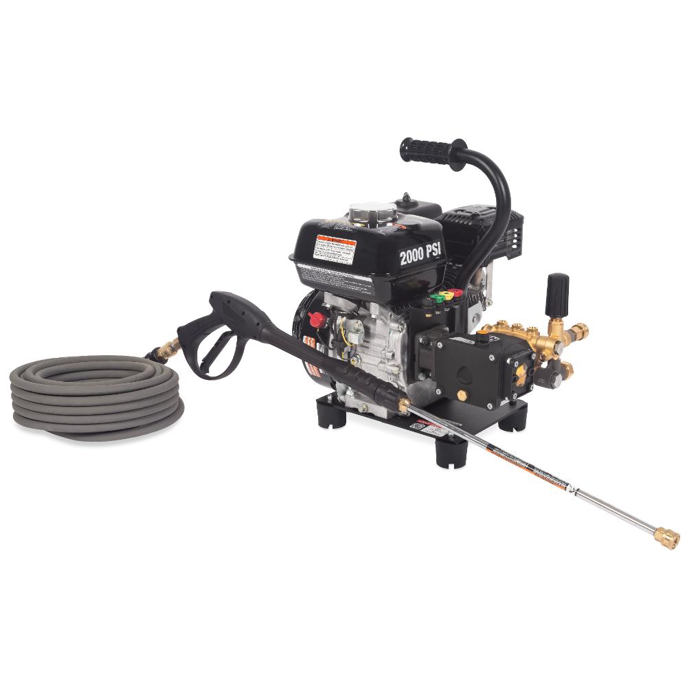Pressure washer with hose on a white background