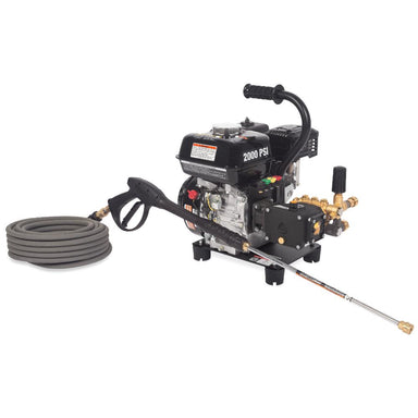 Pressure washer with hose on a white background