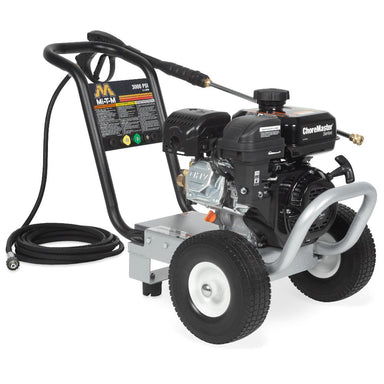 Pressure washer with hose on a white background