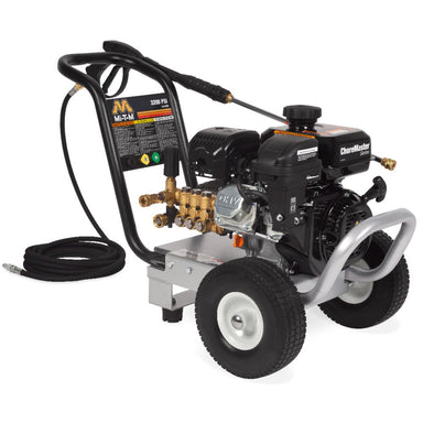 Pressure washer with hose on a white background