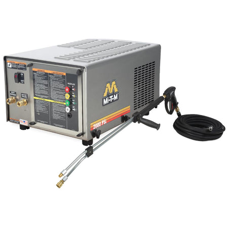 Mi-T-M-CW-2004-SME1 pressure washer with hose and nozzle on a white background