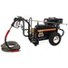 MI-T-M pressure washer with hose on a white background