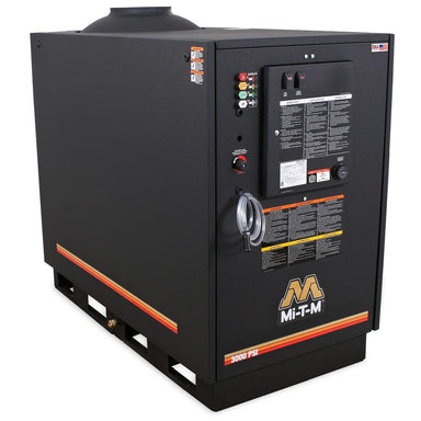 Black industrial machine with Mi-T-M logo on a white background
