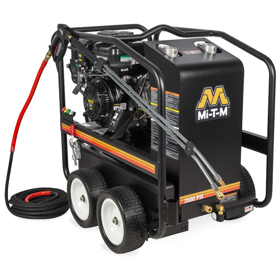 Mi-T-M-HSP-3504-3MGV pressure washer with hose on a white background