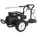 Black pressure washer with a visible brand logo on a white background