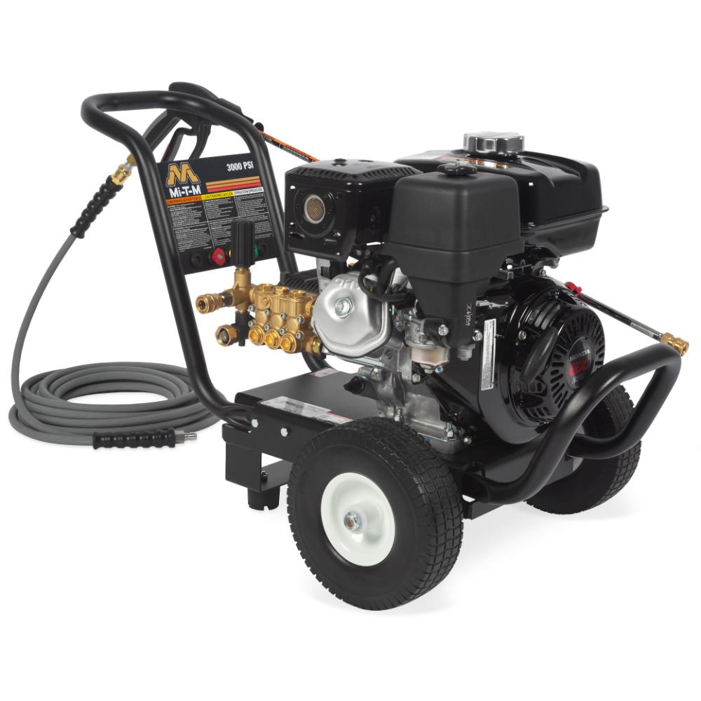 Pressure washer with hose on a white background