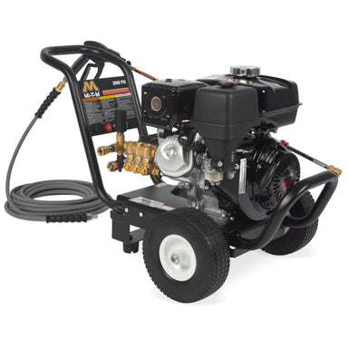 Pressure washer with hose on a white background