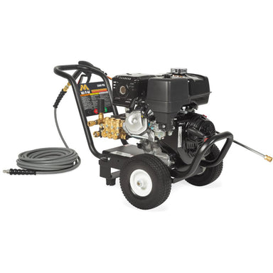 Pressure washer with hose on a white background