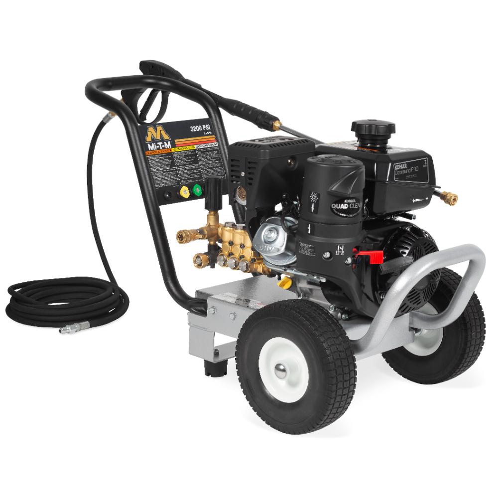 Pressure washer with hose on a white background