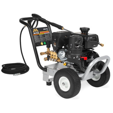 Pressure washer with hose on a white background