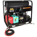 Mi-T-M pressure washer with fuel tanks and hoses on a white background