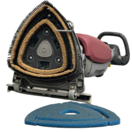 MinuteMan Scrubmaster B5 Bottom Interchangeable Scrub pad section of B5 with blue triangle pad laying next to it
