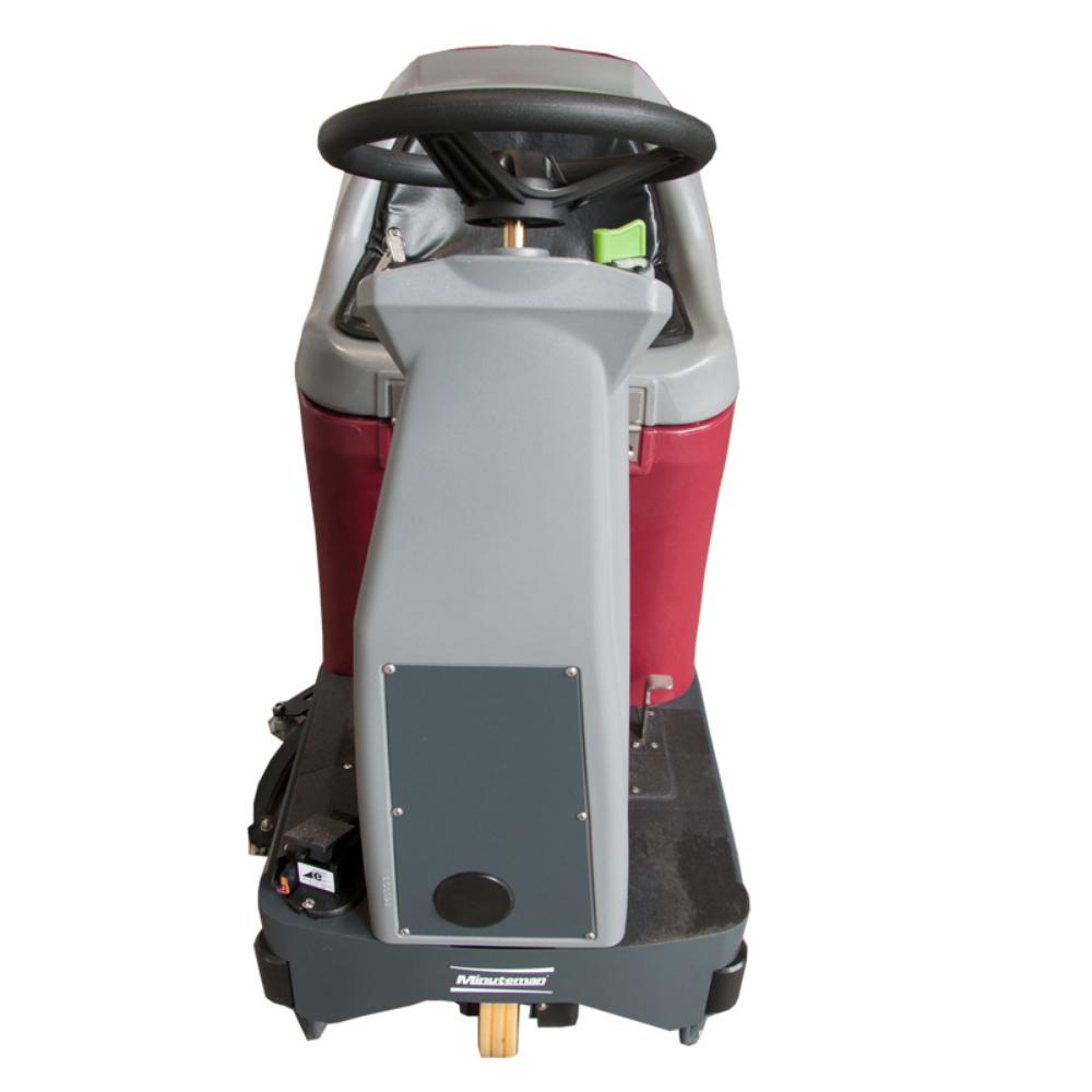 front view of grey steering column for minuteman max 20 riding floor scrubber
