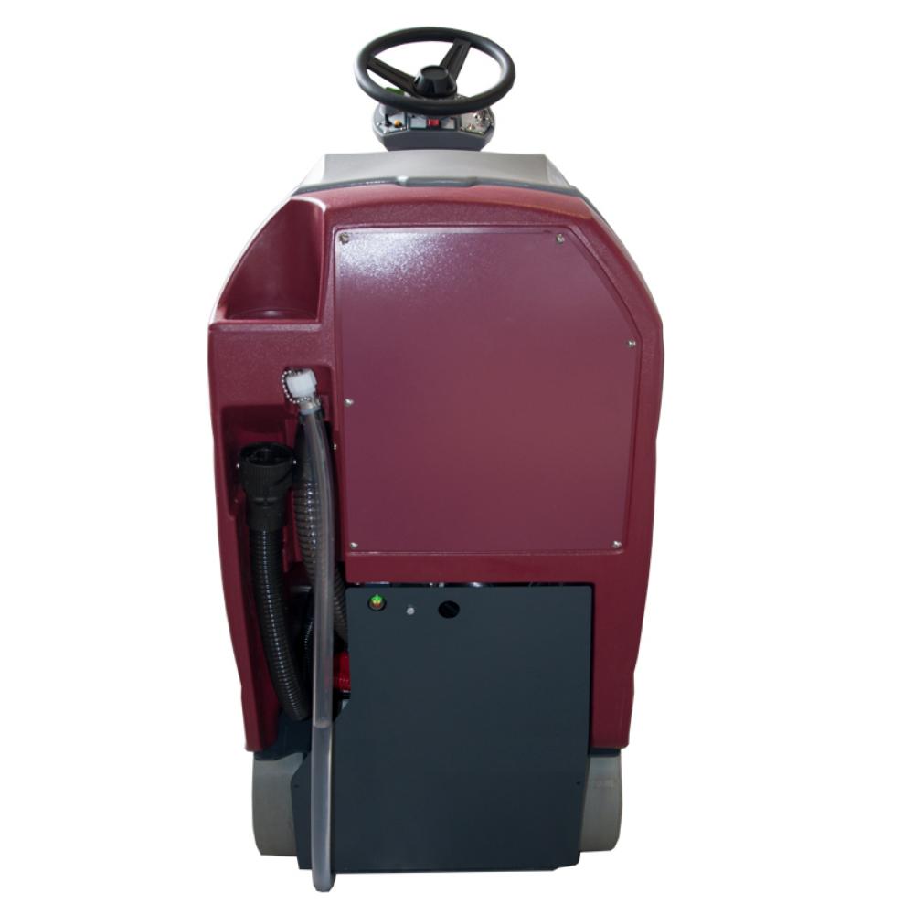rear view of fill and empty hoses for minute man max ride 20 riding floor scrubber