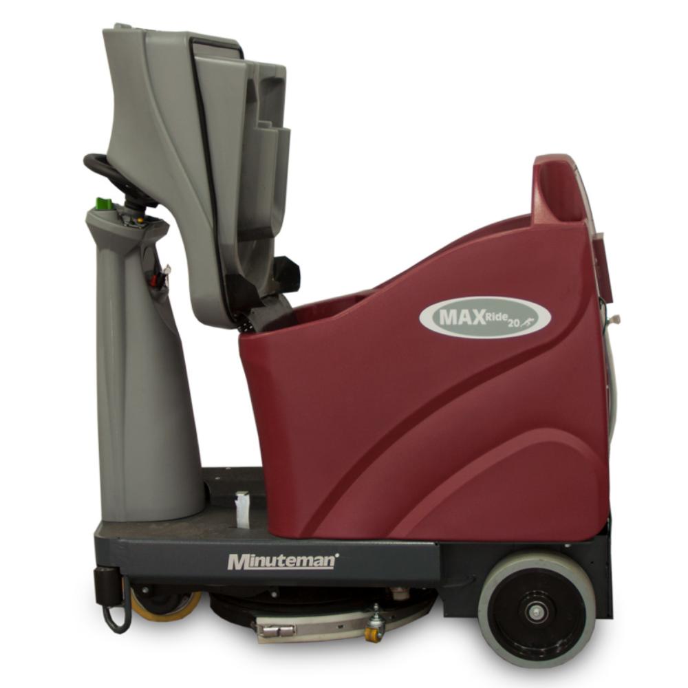Minute man max ride 20 with seat cover open showcasing large water catch under seat. 