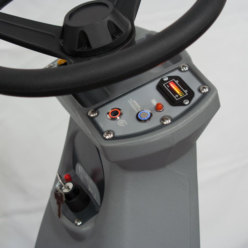 right side steering control console with battery indicator and horn buttons for minute man max riding scrubber 20