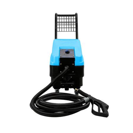 Blue and black pressure washer on a white background