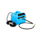 Blue pressure washer with hoses on a white background