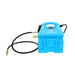 Blue pressure washer with hoses on a white background