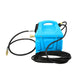 Blue pressure washer with hoses on a white background