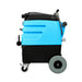 Blue and black industrial cleaning machine on a white background