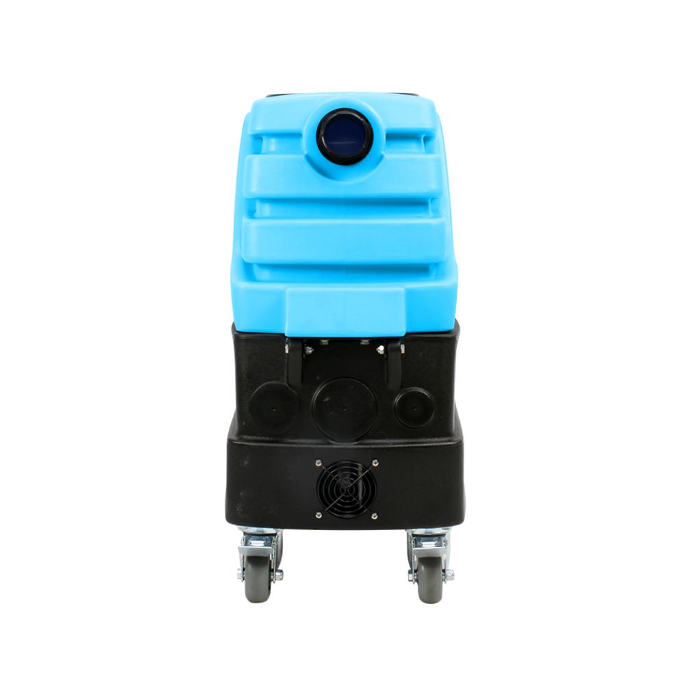 Blue and black industrial cleaning machine on a white background