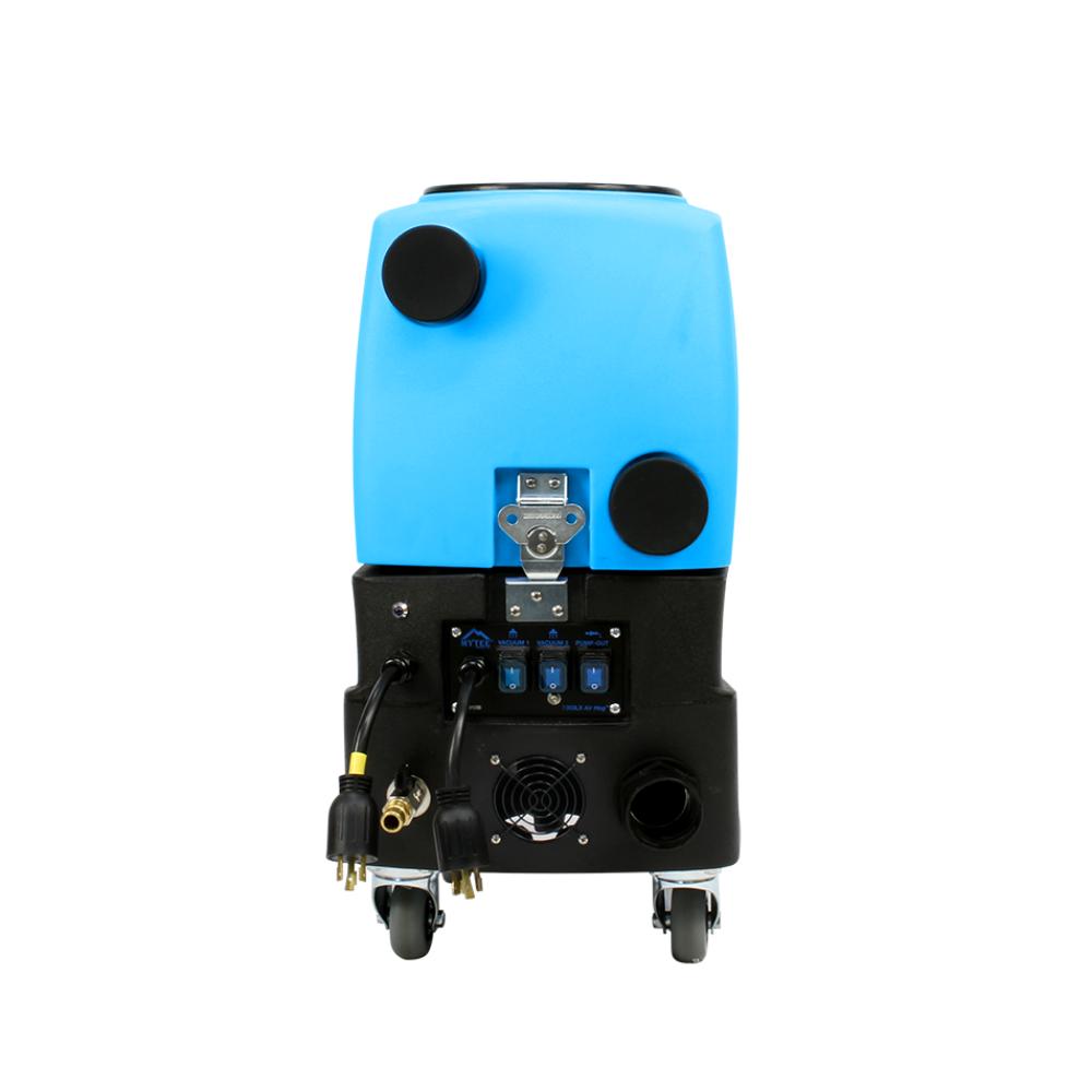 Blue and black industrial machine on a white background