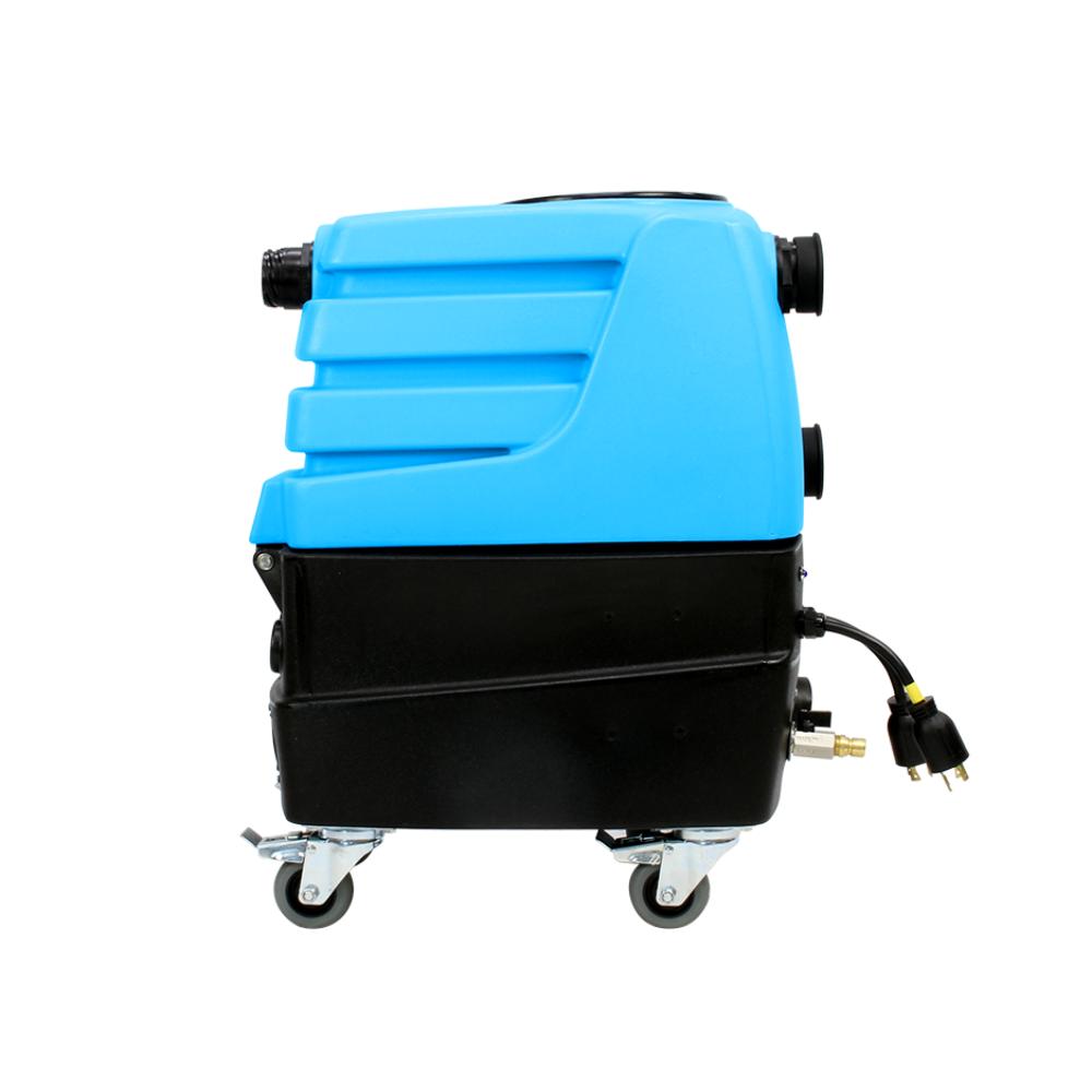Blue and black cleaning machine on a white background