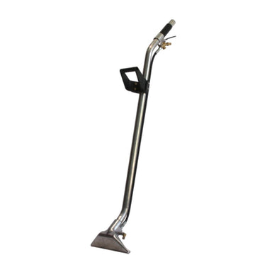Carpet cleaning machine with long hose and nozzle on a white background