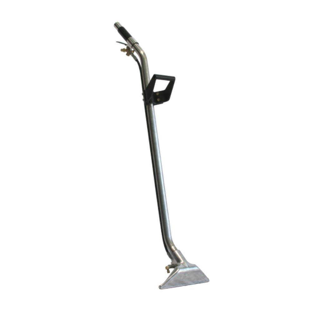 Stainless steel floor cleaning tool on a white background