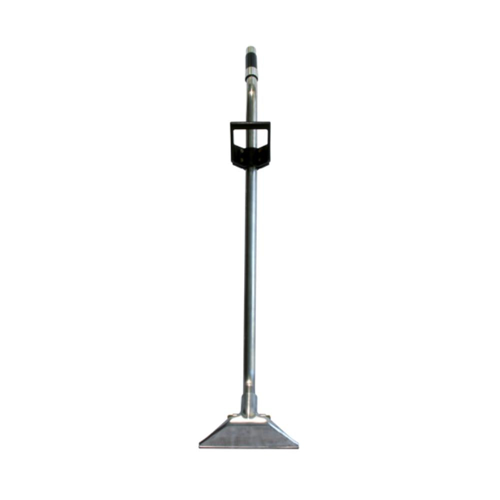 Floor cleaning machine with a long handle on a white background