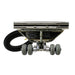 Cleaning tool with a metallic head and wheels on a white background