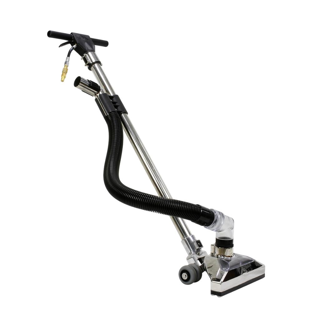 Floor cleaning machine with a long hose on a white background