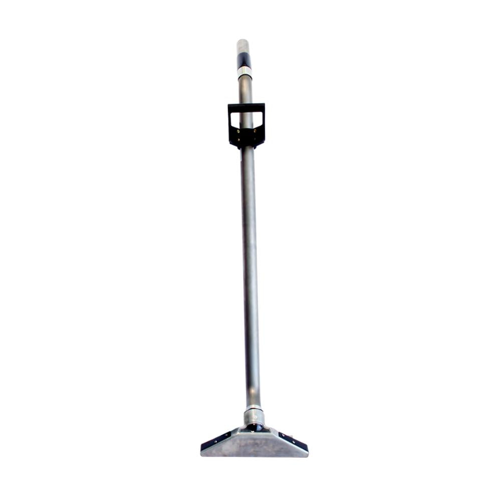 Cleaning tool with a long handle and head on a white background