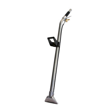 Carpet cleaning tool with a long handle and attachment on a white background