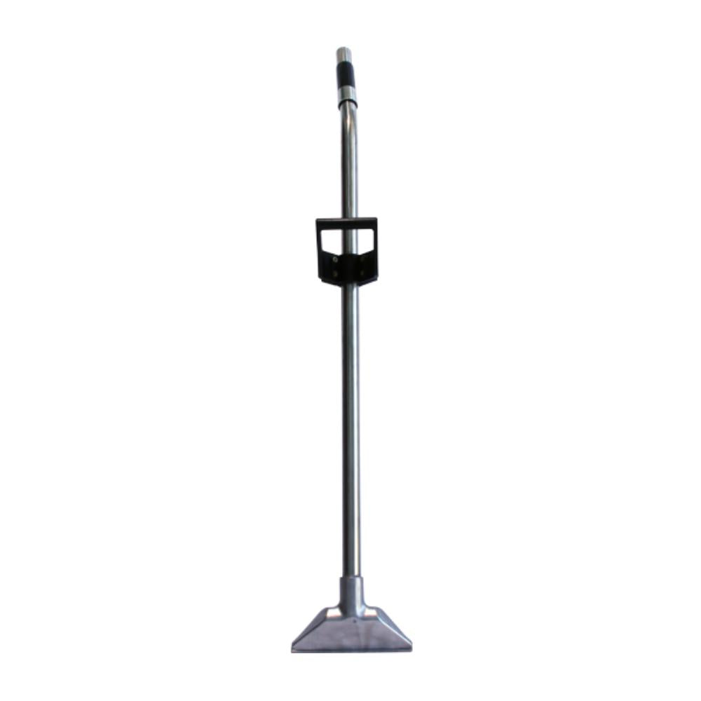 Cleaning tool with a long handle and attachment on a white background