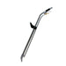 Metal tool with a long handle and curved blade on a white background