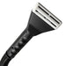 Black and silver shower head on a white background