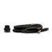 Black vacuum hose and attachments on a white background