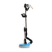 Floor buffer with blue pad on a white background