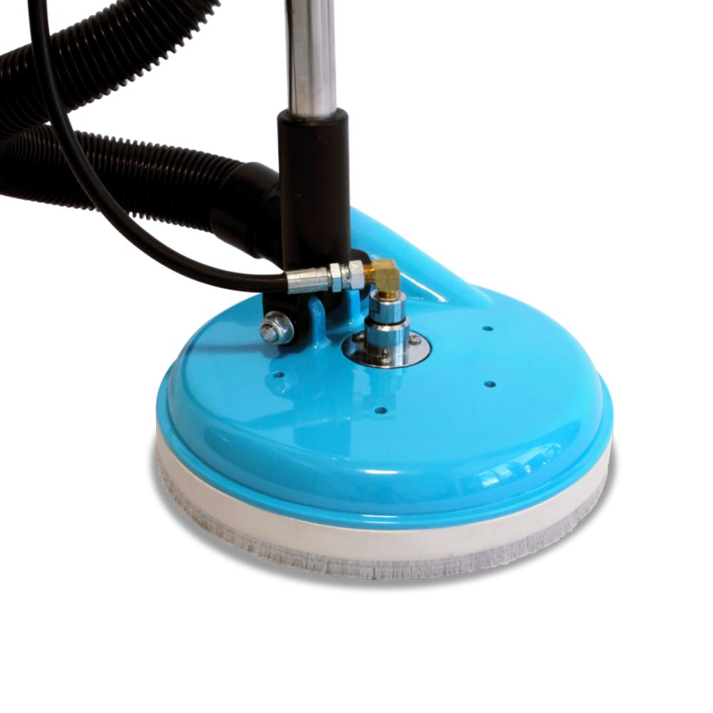 Mytee-8903-Spinner Blue floor buffer with a white base on a white background