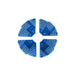 Four blue corner protectors arranged in a circular pattern on a white background
