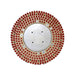 Round cleaning brush with red bristles on a white background